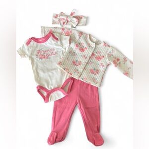 Floral Baby Outfit Set with Pink Accents